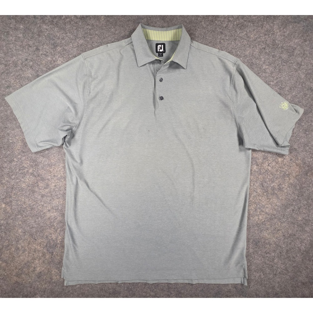 FootJoy Mens XL Green Gray Performance Golf Polo Shirt Gulf Harbour